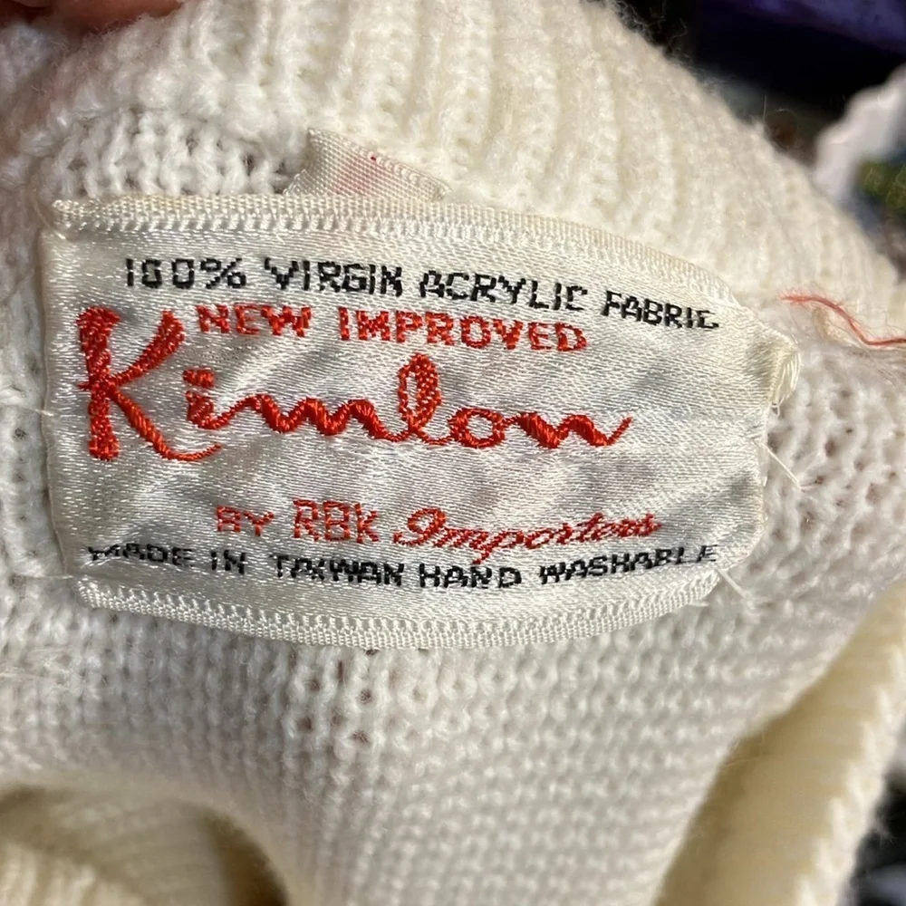 1960’s 1950’s cardigan Kimlow like new white cream plaid sweater M